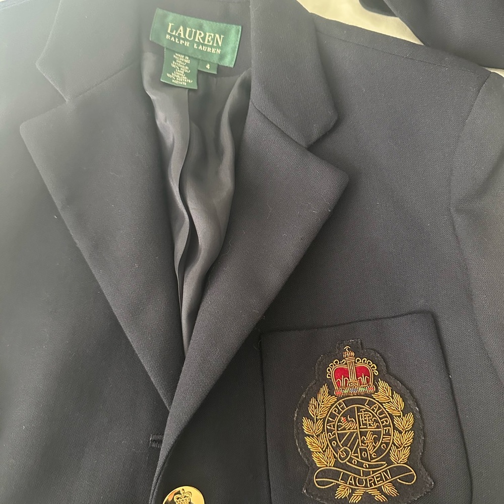 Lauren Ralph Lauren Dark Blue Blazer with Gold Emblem